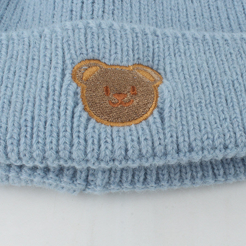 Children Unisex Simple Style Bear Embroidery Wool Cap display picture 8