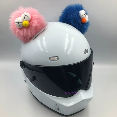 Doseei Personalized Cat Ear Helmet Decoration Motorcycle Electric Vehicle Motorcycle Funny Ski Helmet Sesame Street Plush Ball (Motosiklet dəbilqələri) - one-size-fits-all-funny-ball-pink-blue-without-helmet