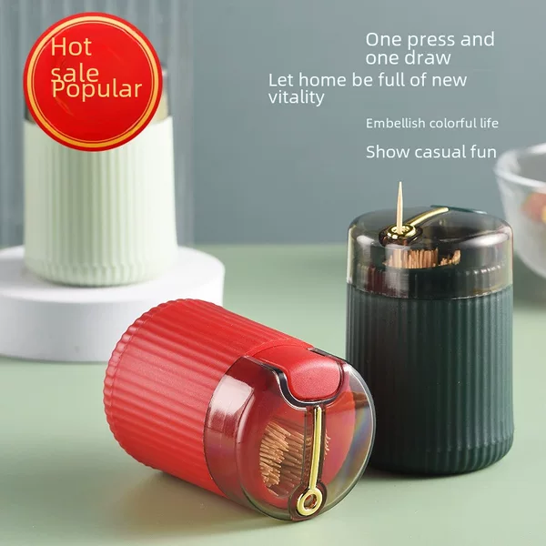 Modern Press Type Automatic Toothpick Box Transparent Toothpick Cans Light Luxury Household Convenient Toothpick Cage Creative Simple