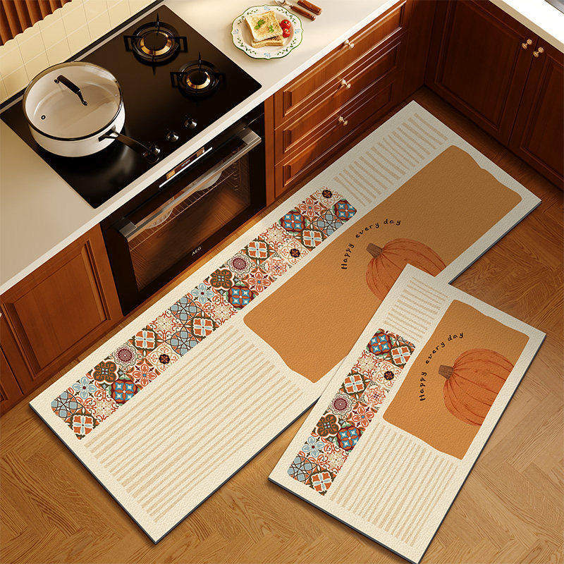 American retro cocina alfombra de suelo de absorción de agua alfombra de suelo de puerta de aceite dos piezas conjuntos de alfombra antideslizante resistente al desgaste fácil de cuidar
