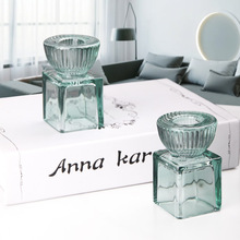 彩色玻璃烛台香薰蜡烛座浪漫情人节烛光晚餐婚礼宴会酒店蜡烛台