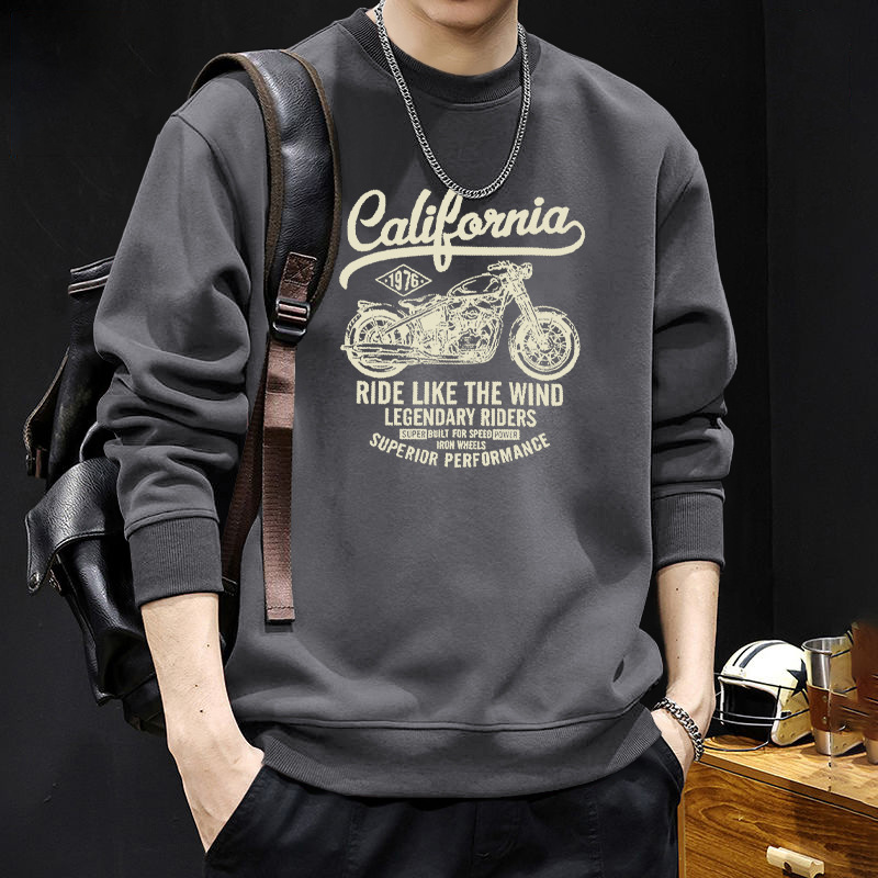 Suéter masculino primavera y otoño pesado estilo americano puerto viento de marea hookah cuello redondo manga larga chaqueta suelta camisa de base chaqueta