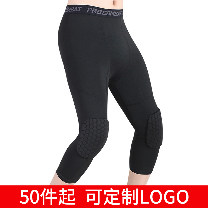 Pro Three-Point Tight Sports Anti-Collision Pants Anti-Collision Honeycomb Basketball Knee Pads Outdoor Sporting Goods Protective Gear Wholesale