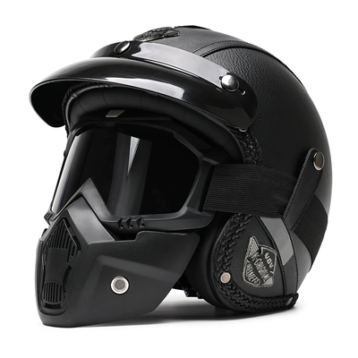 locomotive warm half helmet autumn – Motosiklet dəbilqələri - m-classic-black-style-mirror-set-leave-a-message-to-change-to-a-transparent-mirror-free-brim-face-towel