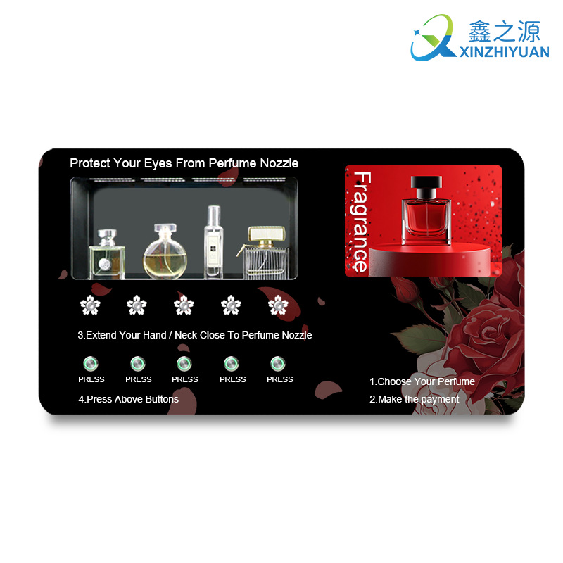 Gabinete de venta de autoservicio de spray automático extranjero, máquina expendedora de perfumes pequeños inteligentes con IA, máquina expendedora no tripulada montada en la pared