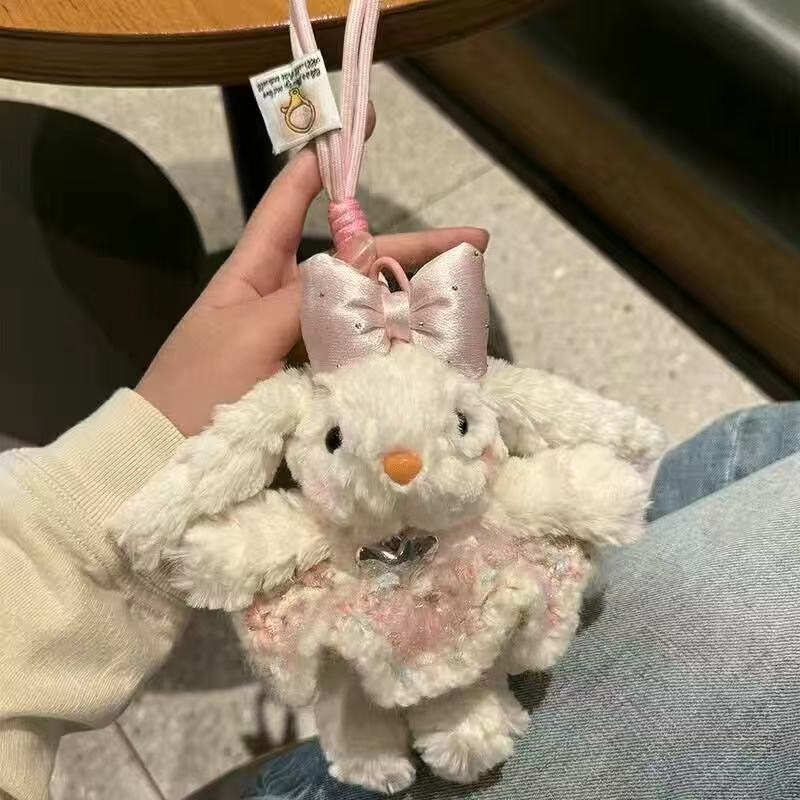 黒水玉スカート愛垂れ耳ウサギバッグペンダント漫画ぬいぐるみかわいい人形キーホルダーハイエンドペンダント|undefined