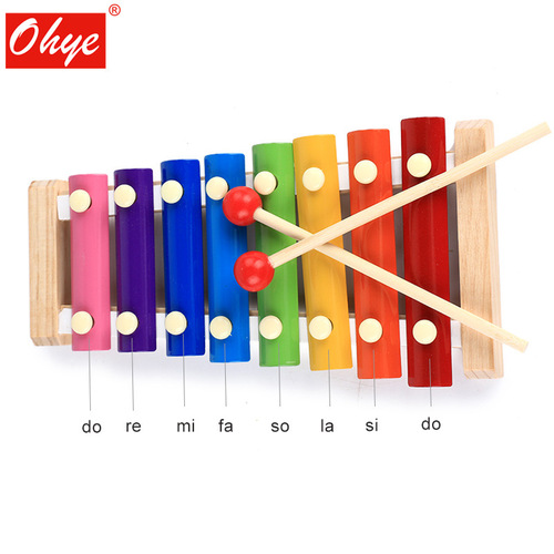 Children's wooden eight-note hand percussion instrument early education educational exercise hand-eye coordination small xylophone percussion instrument toys wholesale