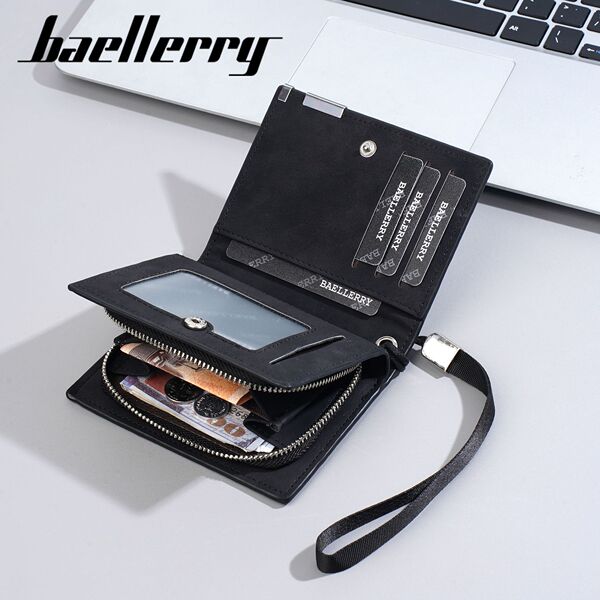 Short retro trend wallet with zipper