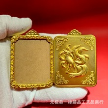 新款道家唐卡壳子嘎乌盒吊坠窗口4*5cm八卦狐仙合金金色吊坠饰品
