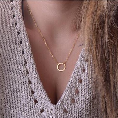 C053 European And American Brand Elegant Collarbone Chain Personality Fashion Simple Circle Choker Necklace Women's_voghion.com