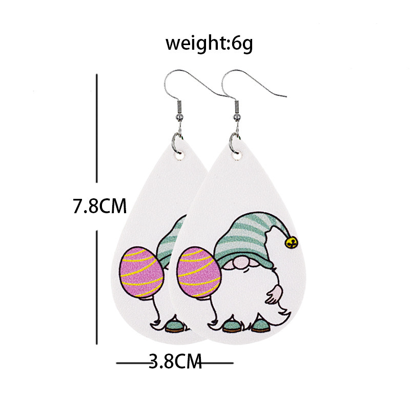 1 Pair Fashion Doll Water Droplets Egg Pu Leather Patchwork Easter Women's Drop Earrings display picture 2