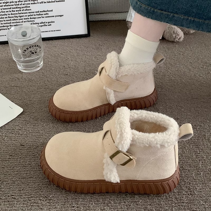 2023 New Winter Versatile Thick Sole with Plush and Thickened Warm Two Cotton Shoes for External Wear, Non Slip_voghion.com