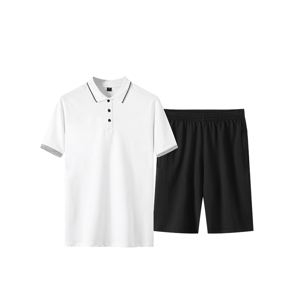 Trajes casuales para hombres, camisetas sueltas, pantalones cortos, camisetas polo para hombres de mediana edad, juegos de dos piezas