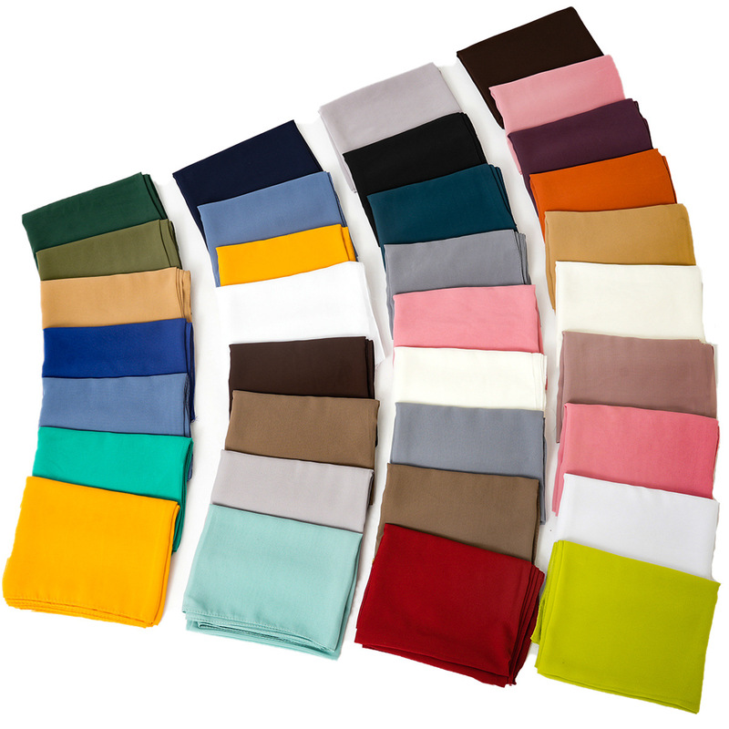 Factory direct solid color breathable chiffon casual scarf shawl head windproof sunscreen scarf women's robe accessories