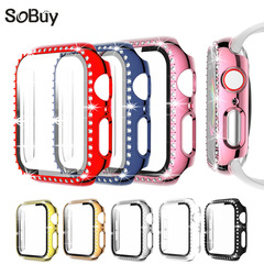 Suitable for Apple Watch 9 case, apple watch diamond protective cover, integrated case, iWatch tempered glass film