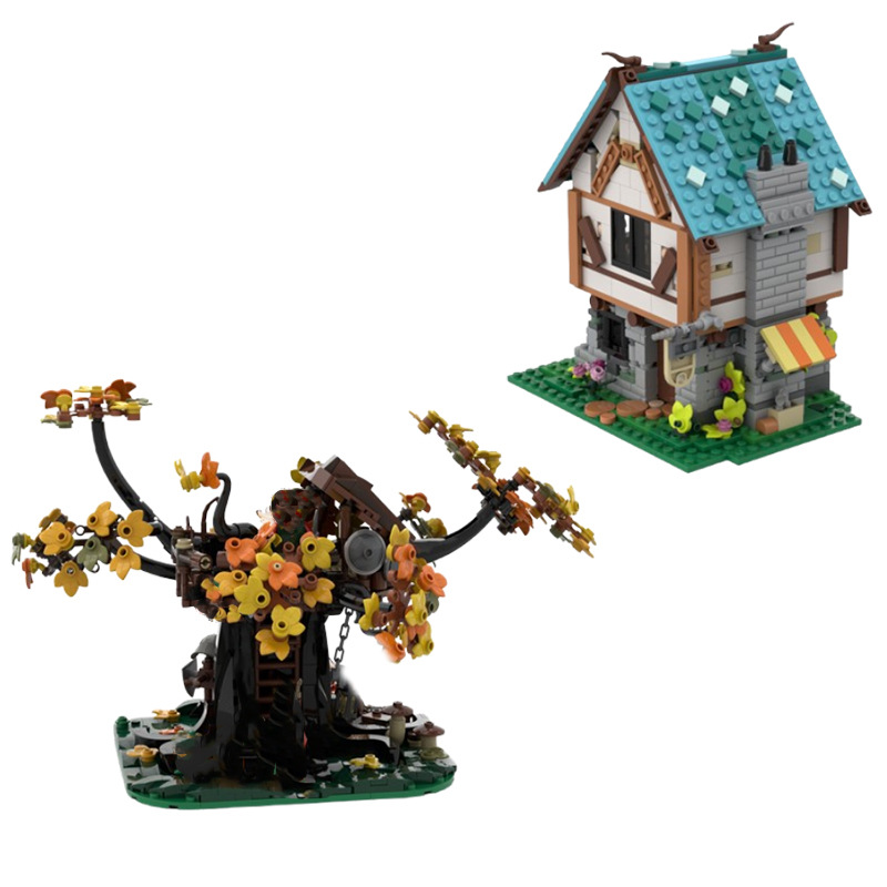 Castle Building Blocks Tree Set Small Pieces Assembly Toy_voghion.com