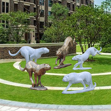 户外园林装饰玻璃钢仿铜动物雕塑金钱豹子景区摆件草坪公园工艺品