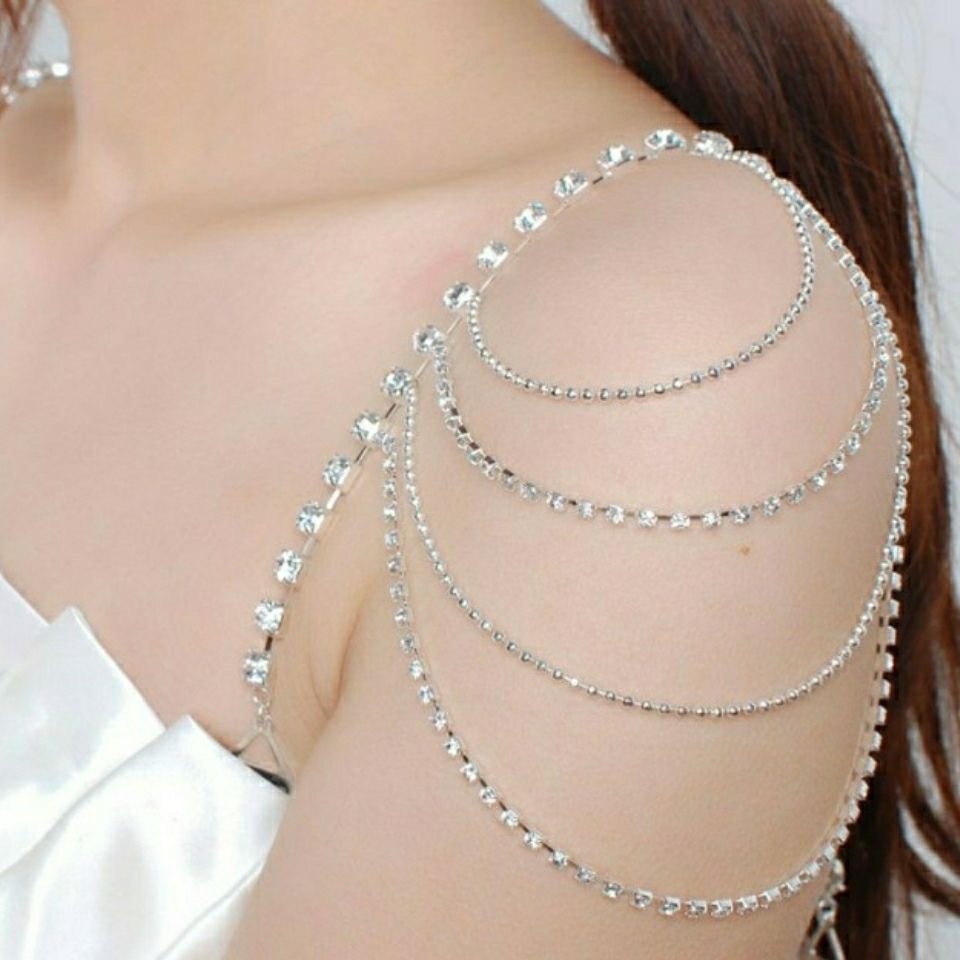 Europa y los Estados Unidos multicapa brillante taladro chaîne de hombros accesorios de vestido de boda moda sexy colgante de gota de agua temperamento cadena de cuerpo