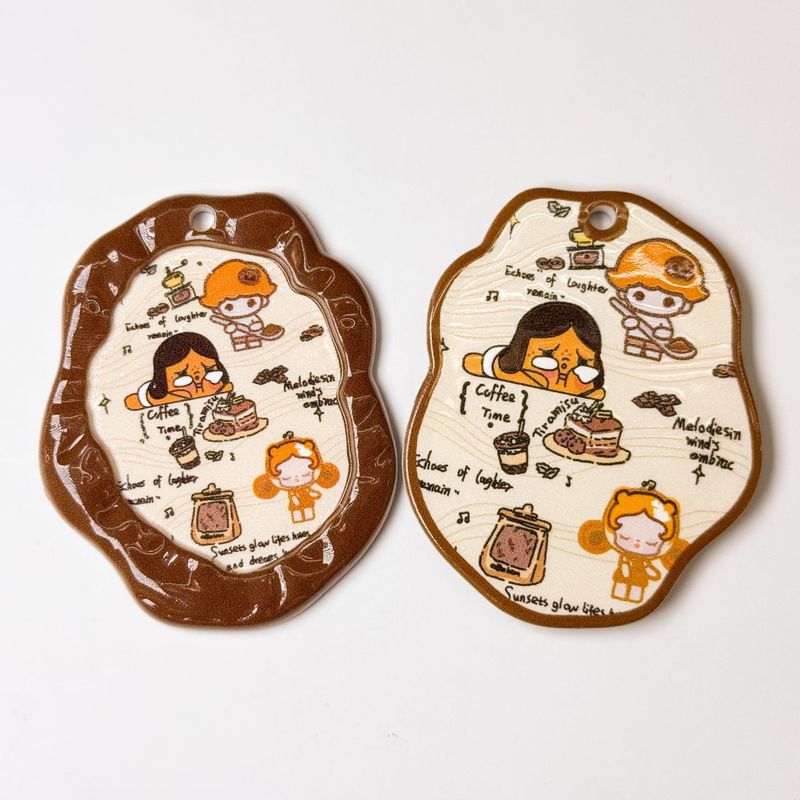 卡通印花吐司面包片串珠diy手工饰品亚克力配饰手机链钥匙链配件|undefined