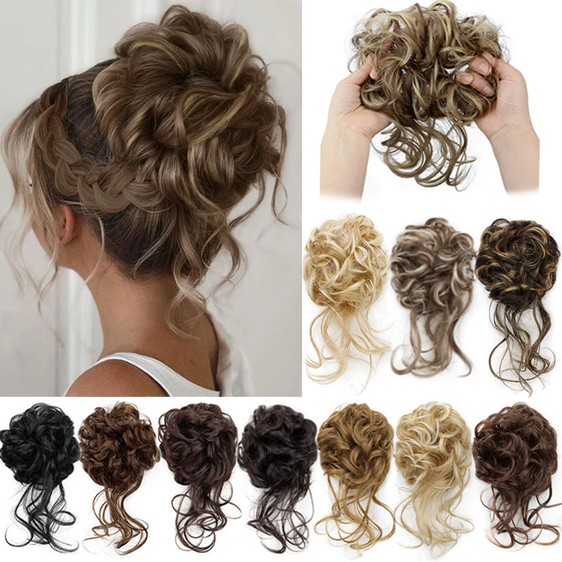 European and American style women's hair bands, lazy long fringed fluffy hair bands, bun hair bands, in-stock wholesale, dragon fringed bun hair bands