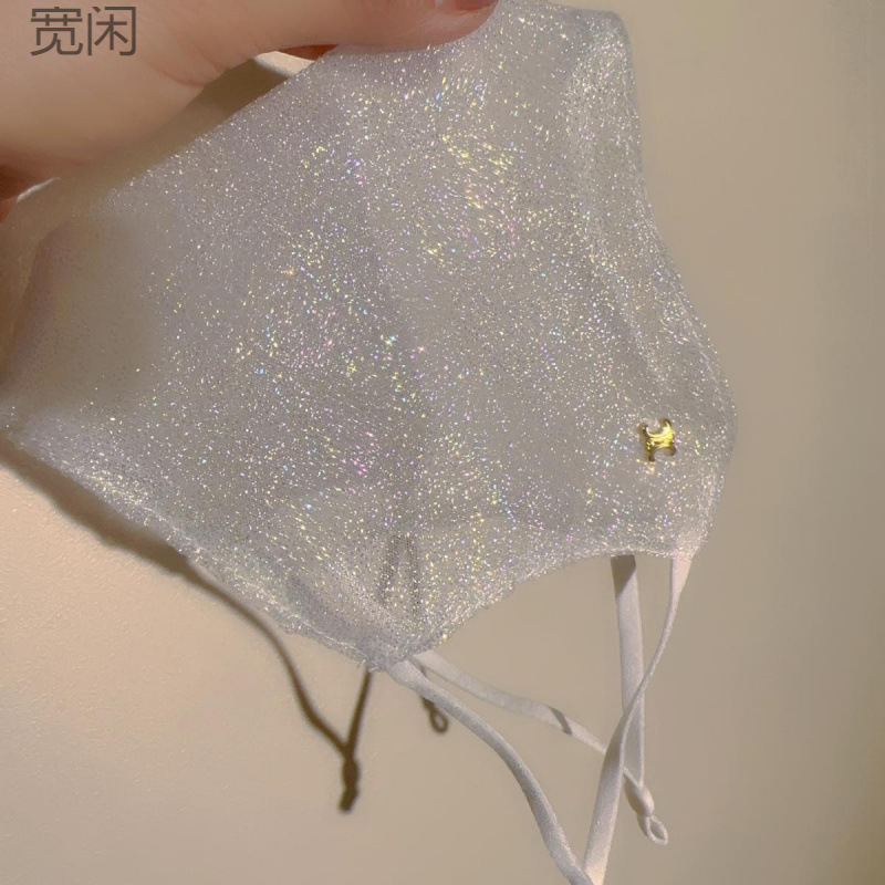 6345人鱼姬色细闪气质薄纱凯旋口罩网纱口罩