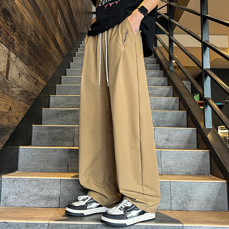 加肥加大码300斤休闲裤男夏季薄款冰丝直筒裤宽松胖子阔腿弯刀裤|undefined