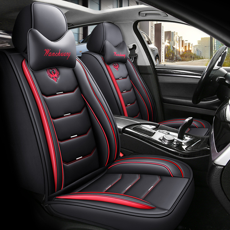 Universal – Car Seat Cushion Seat cushion, seat cover - black-red-comfort-full-leather