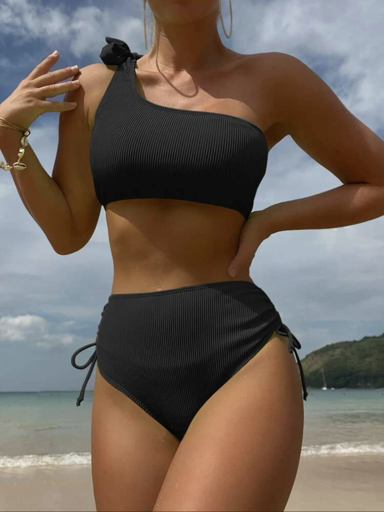 Solid Color Pattern Women's Solid Color 2 Pieces Set Bikinis Swimwear