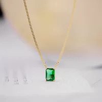 Чистое золото 14K интегрированная цепочка пригородных поездов четыре когтя набор Изумрудный прямоугольный трехмерный галстук золотые украшения 11856
