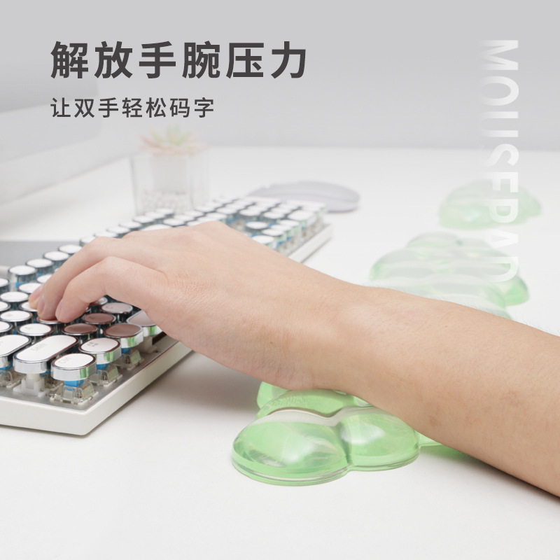 键盘手腕托云朵透明硅胶鼠标垫高颜值防水耐脏柔软电脑办公小桌垫|undefined