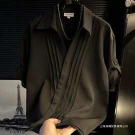 2026夏季新款时尚百搭男装痞帅宽松韩版短袖感大码百搭上衣服