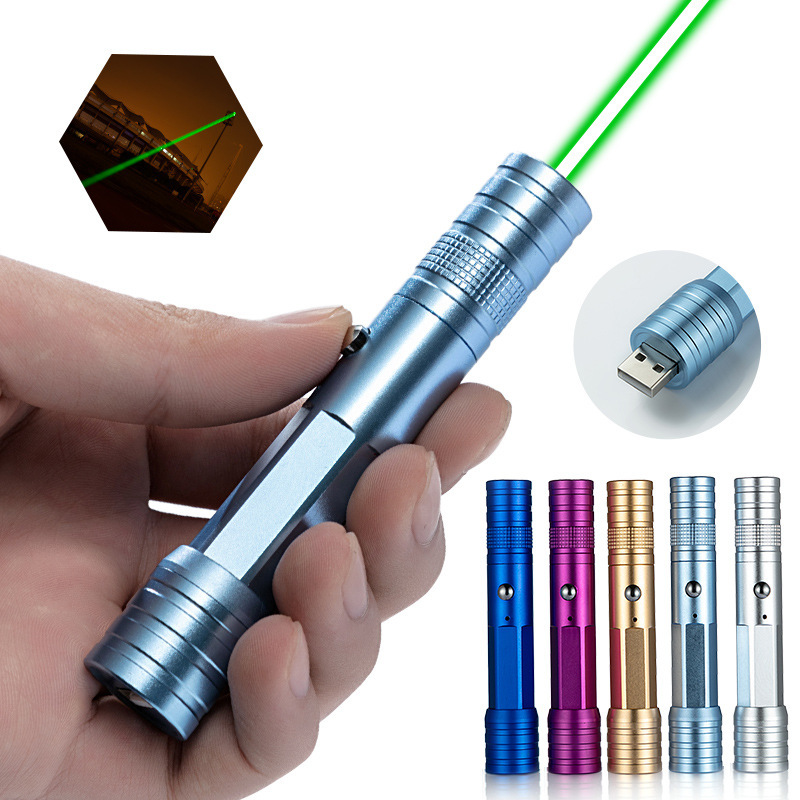 720 green light USB retractable tail cover charging laser flashlight laser light sales pen laser flashlight pointer