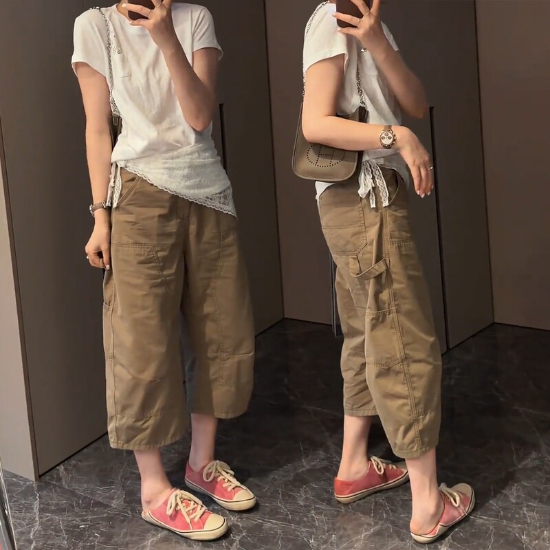 Plus-Size Versatile Fashion Straight-Leg Workwear Jeans for Women, New Summer High-Waisted Slimming Cropped Casual Wide-Leg Pants