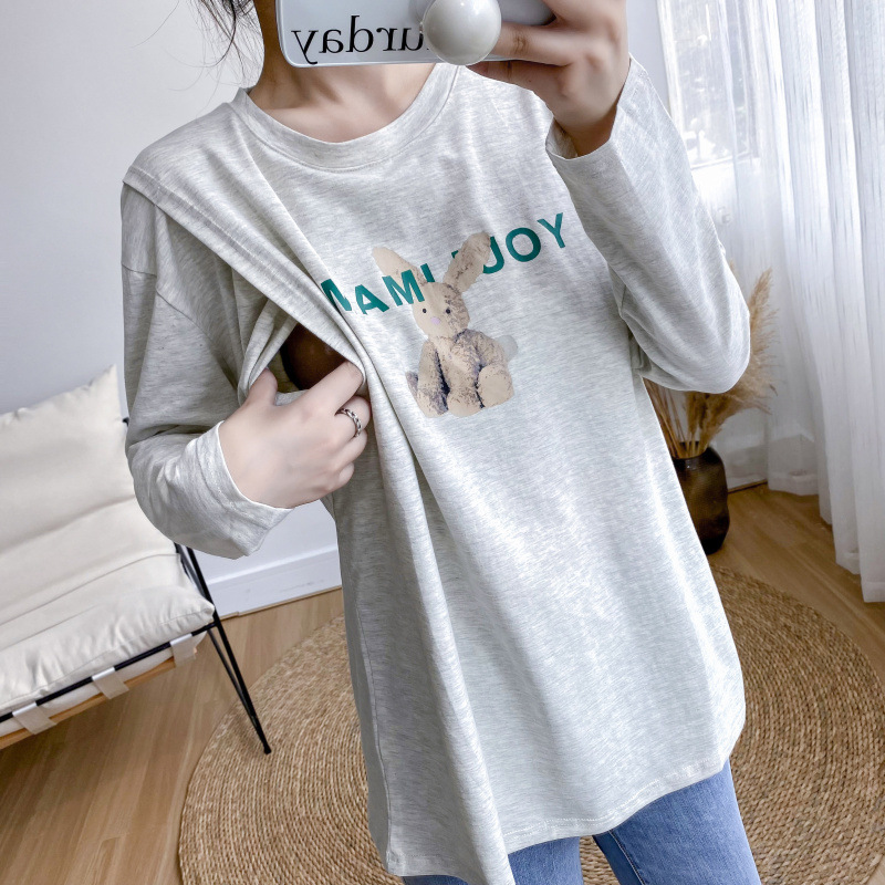 Maternity postpartum nursing top summer thin long-sleeved T-shirt for spring and autumn wear, breastfeeding clothes for outdoor wear