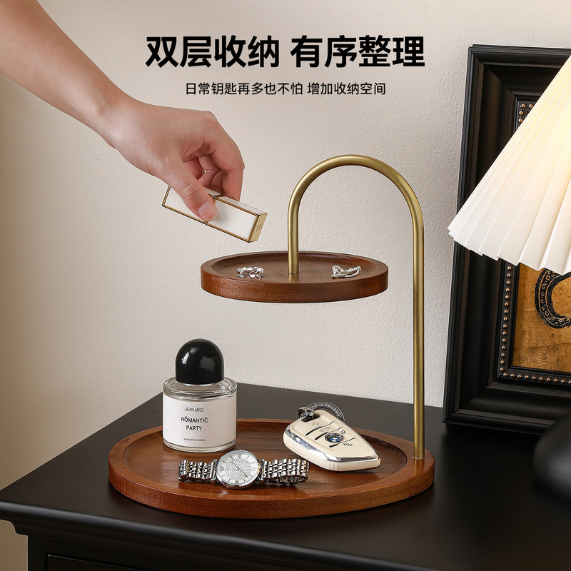 实木玄关化妆品收纳盒桌面梳妆台置物架香水口红高级护肤品首饰盒|undefined
