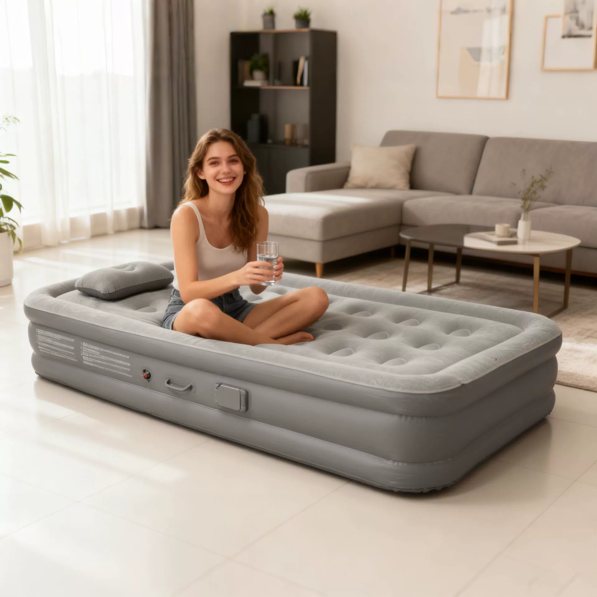 Автоматический надувной матрас для ленивых, для сна на полу, надувной матрас-палатка для использования на улице и дома, двуспальный надувной матрас, складная кровать
