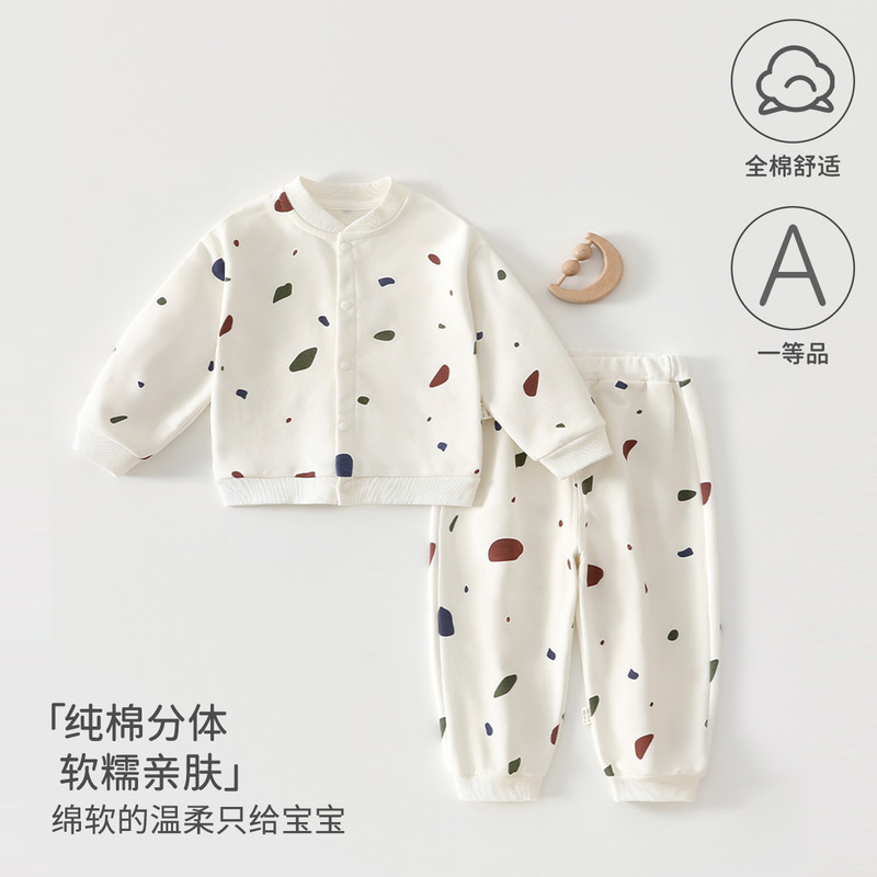 Scandinavian Style Kidsren's Suit Class a Pure Cotton Spring and Autum One-Year-Old Baby Split Sweatshirt Kidsren's Suit Boy's Outing Clothes