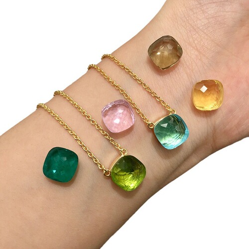 Live Streaming New Chinese Luxury Morandi Gemstone Style Candy Color Crystal Clavicle Necklace Fashion Fresh Outfit