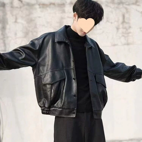 Black leather jacket [high quality]