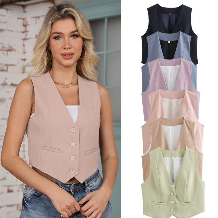 Cross-Border Wholesale Ins European and American Clothing 6 Colors Y2K Summer Casual Vest Vest Short Top for Women