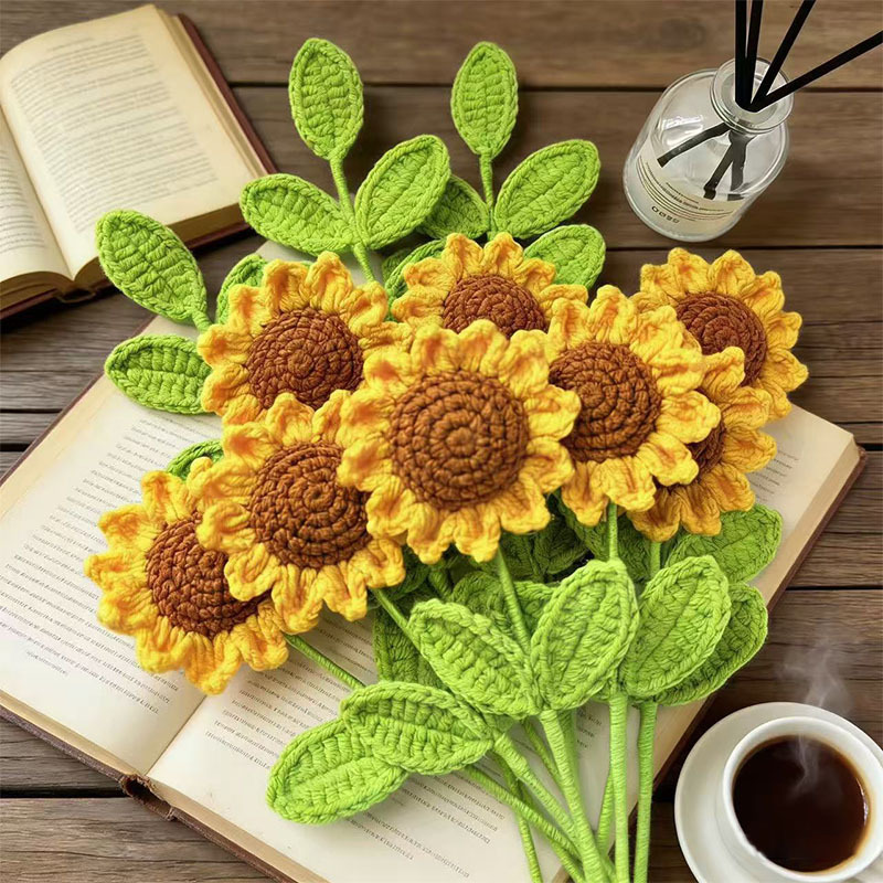 Finished Sunflower Yarn Handmade DIY Bouquet, a Hit Gift for Teacher's Day or Sister's Birthday Finished Sunflower Yarn Handmade DIY Bouquet, a Hit Gift for Teacher's Day or Sister's Birthday