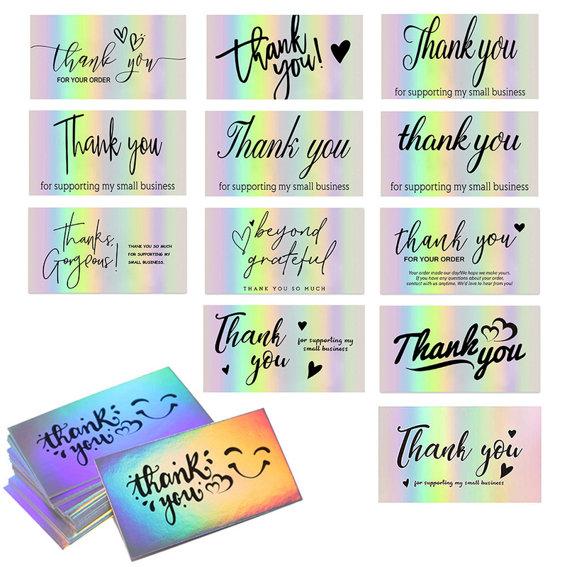 50 sheets/pack laser thank you card thank you holographic gift card greeting card gift blank decoration card