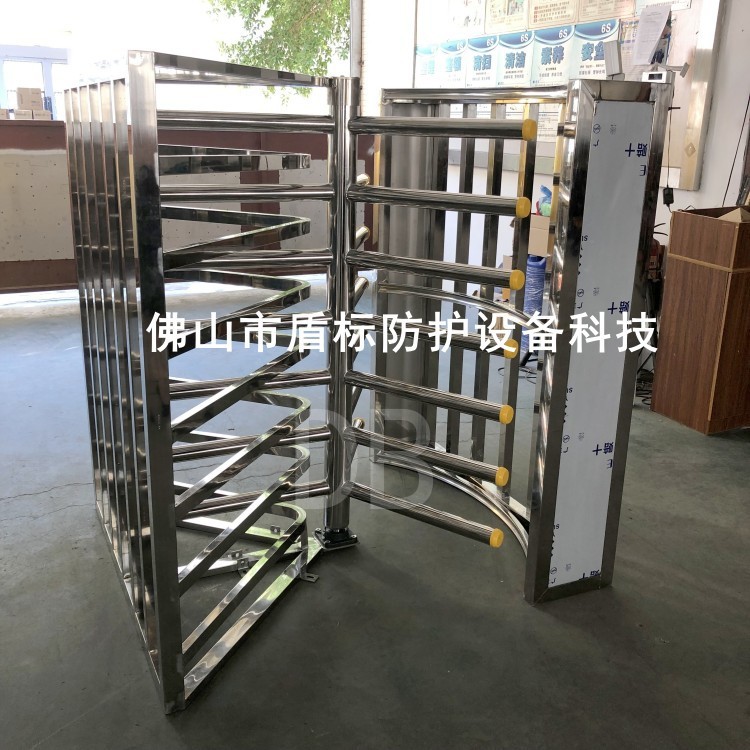 盾标防护防逆不锈钢旋转闸1.2米高半高单向转闸景区车站单向门道