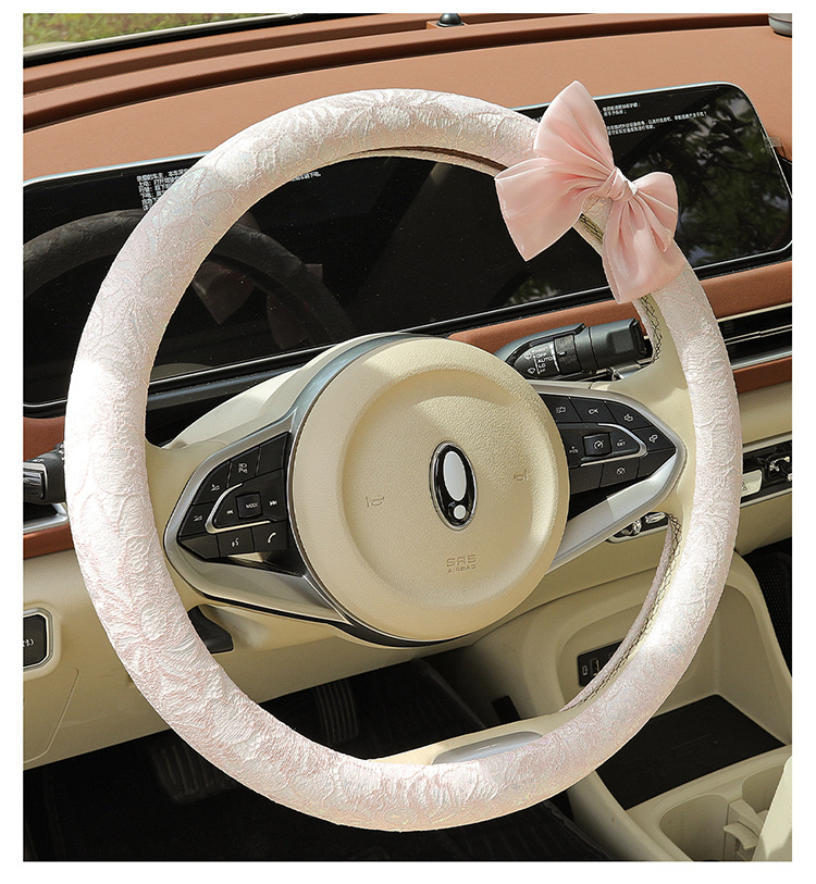 New Car Steering Wheel Cover for All Seasons and Summer, Non-Slip, Universal Fashionable Lace Female Cute Handlebar Cover, Cross-Border Supply