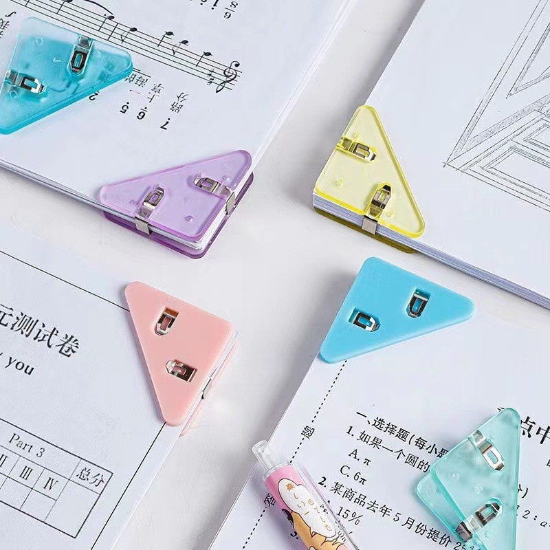 Acrylic document corner clips, transparent book corner clips, student test paper clips, office document storage clips