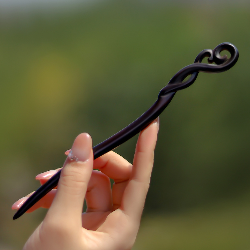 Xiangyun horquilla estilo antiguo simple diario de alto grado updo horquilla de madera nuevo estilo chino accesorios para el cabello palillos de ébano al por mayor