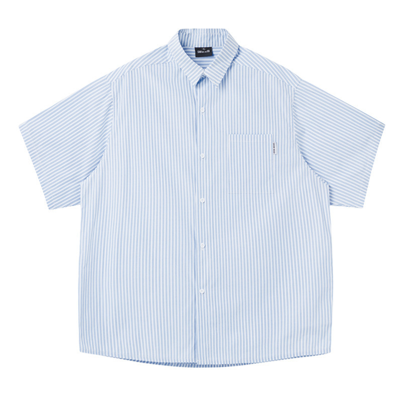 Japanese retro striped workwear short sleeve shirt men's and women's loose outdoor mountain cityboy profile half sleeve shirt Japanese retro striped workwear short sleeve shirt men's and women's loose outdoor mountain cityboy profile half sleeve shirt