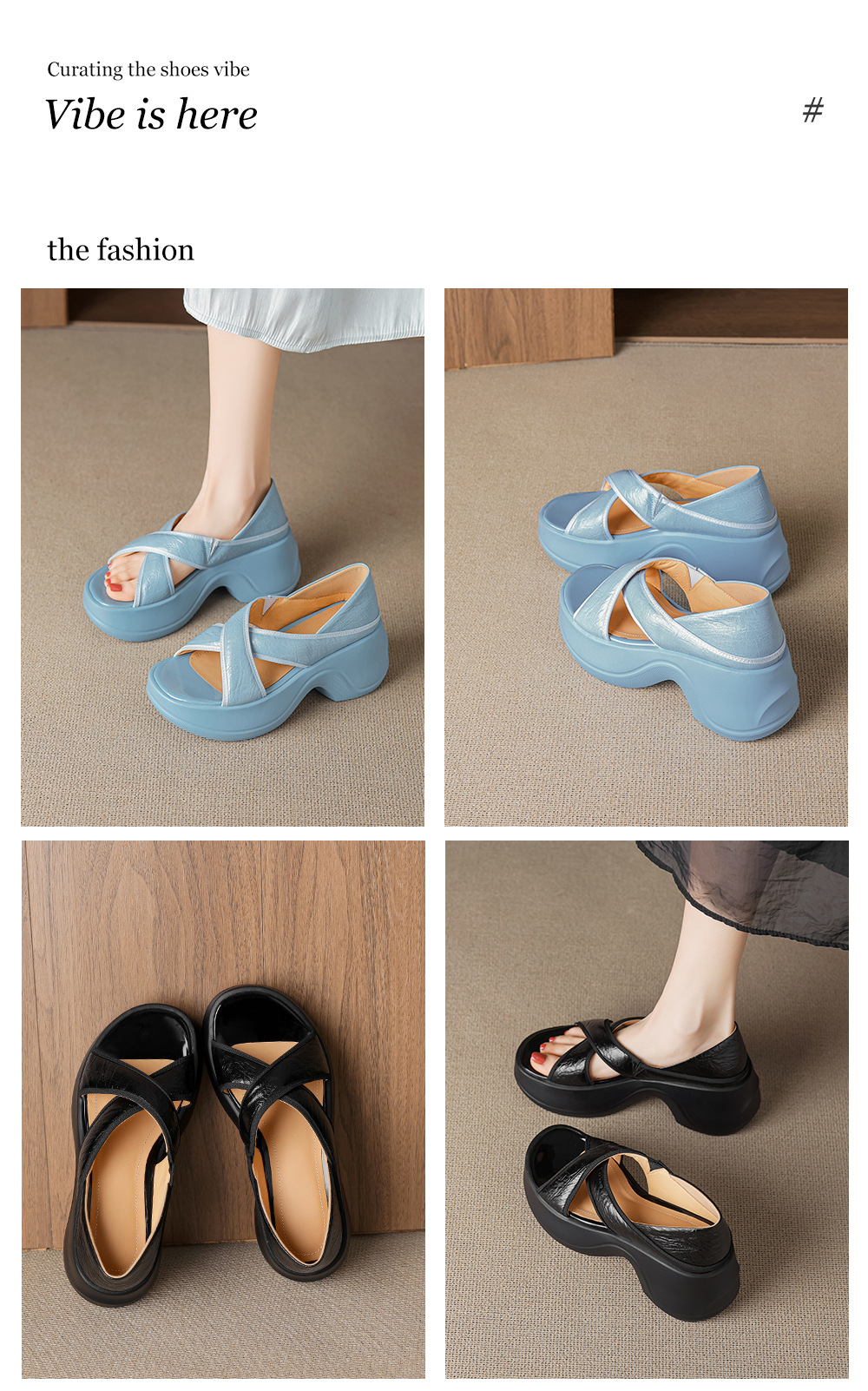 Sandal nữ đế xuồng cao gót 6cm mũi hở phong cách La Mã da thật — màu đen, màu xanh hồ chi tiết 1