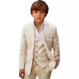 亚马逊速卖通外贸亚麻男童休闲西服男套装宴会西装花童西服