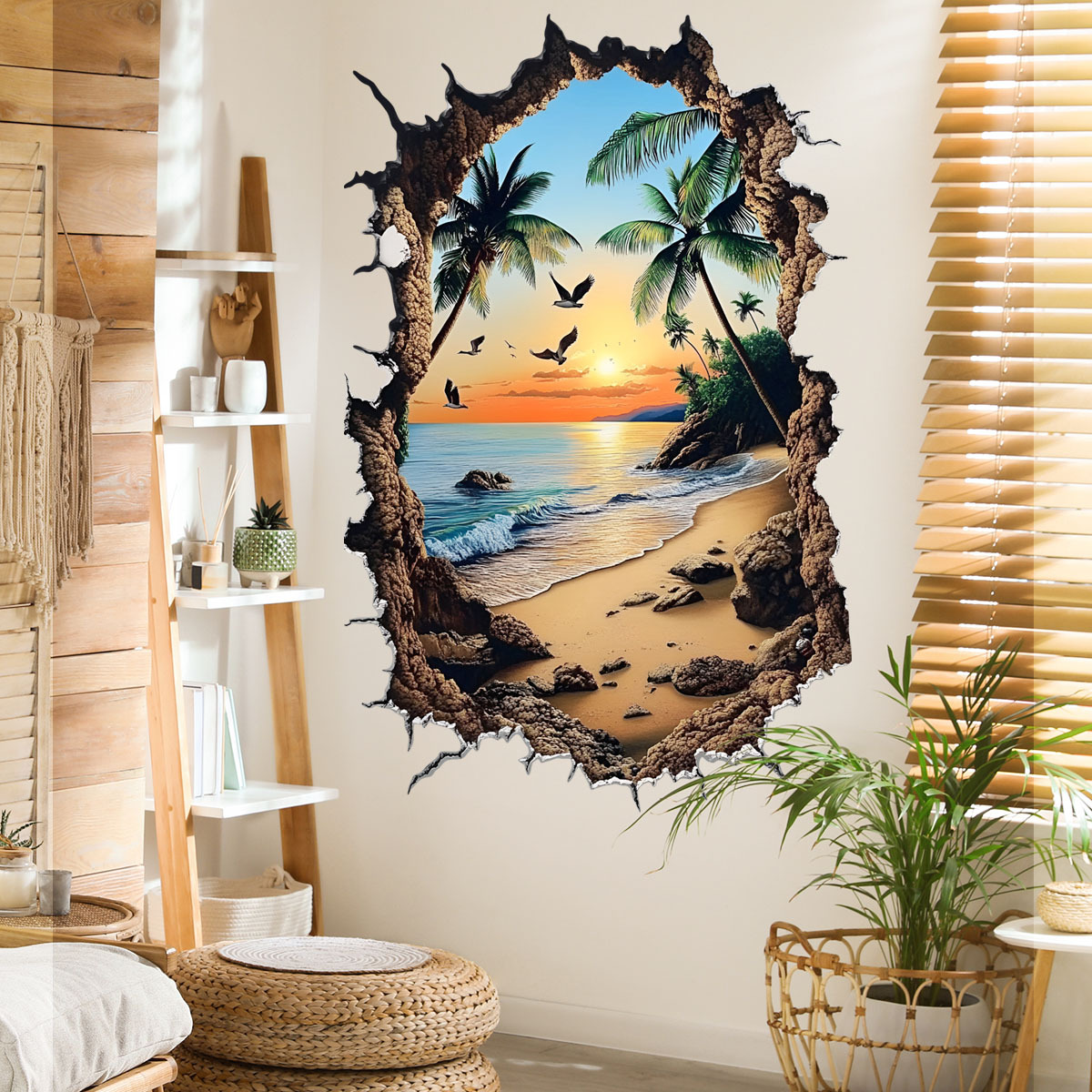 3d väggdekor ö solnedgång för vardagsrum och sovrum inredning_voghion.com